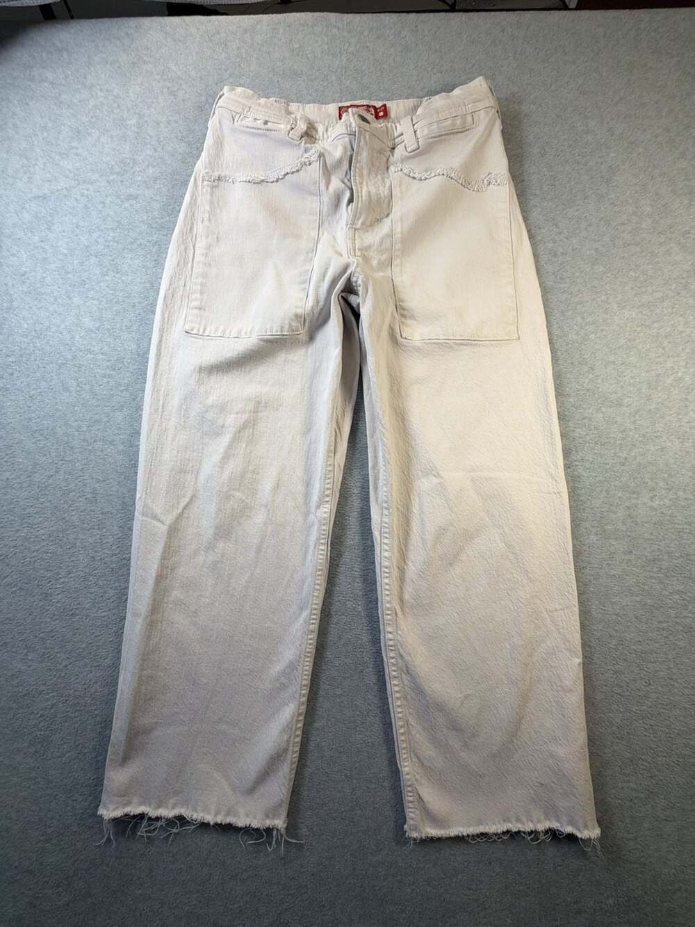 Lucky Legend Off-White Wide Leg Raw Hem Denim Jeans Size 8/29